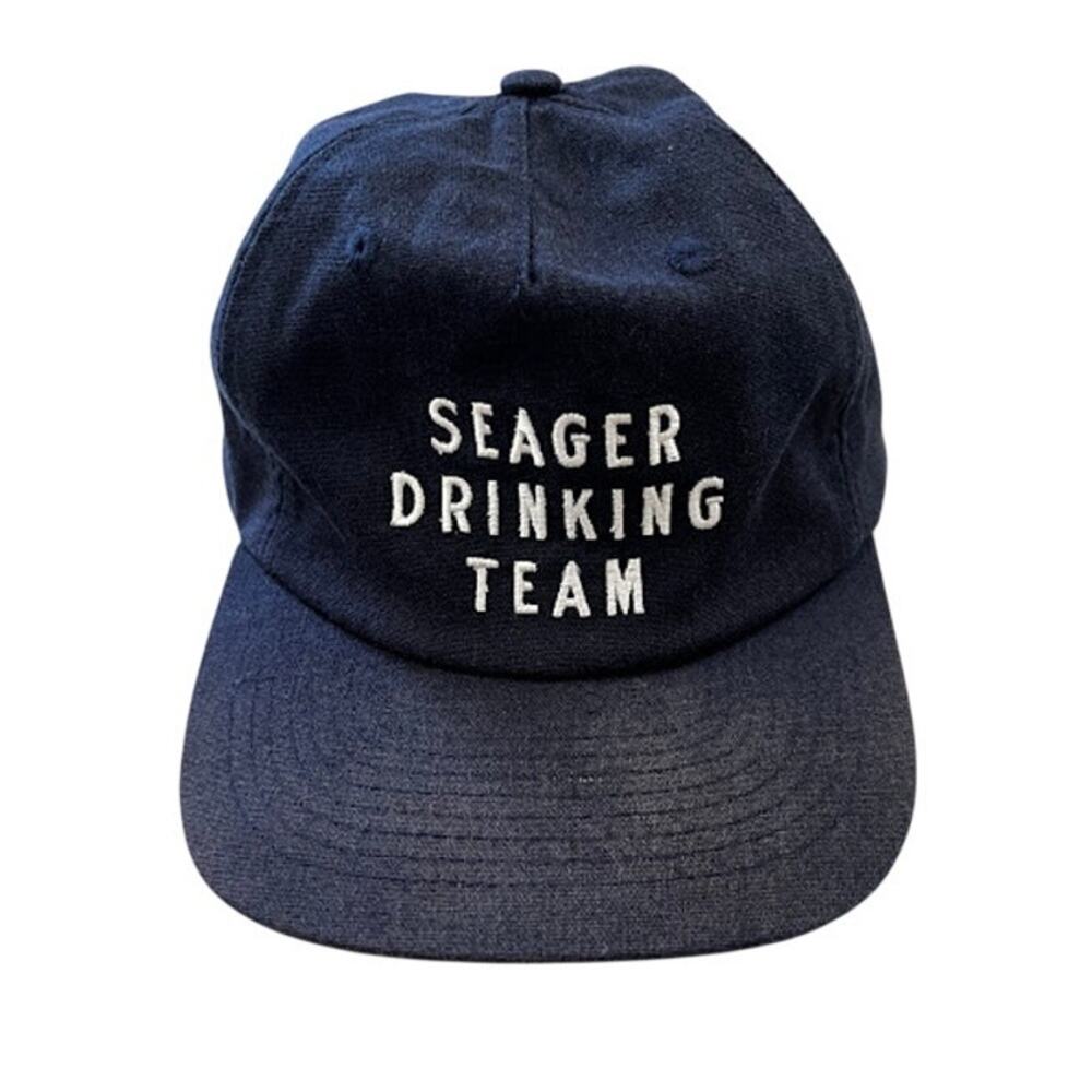 Seager Drinking Team Snapback Baseball Cap Navy Embroidered Hemp Adjustable Hat
